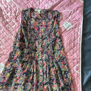 American Eagle Outfitters Navy Floral Button-Front Tank